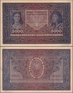 POLSKA, 5000 MAREK POLSKICH 23.8.1919, II Serja A, Parch. 72a