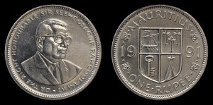 Mauritius, 1 Rupee 1991, KM 55