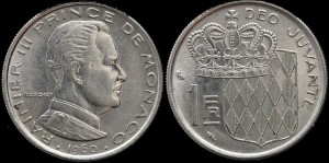 Monako, 1 Franc 1960, Rainier III, KM 140