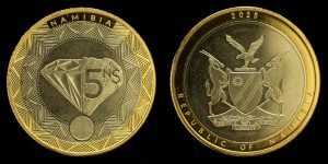 Namibia, 5 Dollars 2025 bimetal, UC210