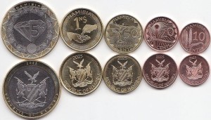 Namibia, Zestaw 10,20,50 Cents,1,5 Dollars 2025, UC206-UC210