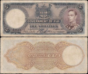 FIDŻI, 5 SHILLINGS 1.3.1937 Pick 37a