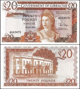 GIBRALTAR, 20 POUNDS 1.7.1996, seria A, Pick 23c