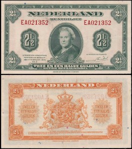 HOLANDIA, 2 1/2 GULDEN 1943 Pick 65a