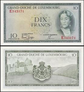 LUXEMBURG, 10 FRANCS (1955) Pick 48a2