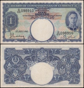 MALAJE BRYTYJSKIE, 1 DOLLAR 1.7.1941 Pick 11