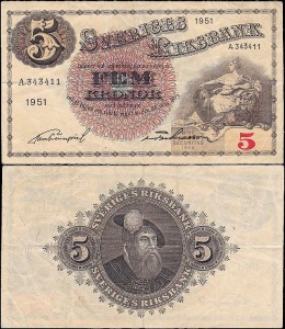 SZWECJA 5 KRONOR 1951, Pick 33ah7
