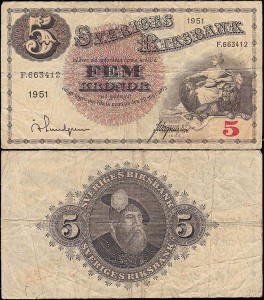 SZWECJA 5 KRONOR 1951, Pick 33ah8