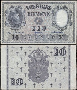 SZWECJA 10 KRONOR 1957 Pick 43e6
