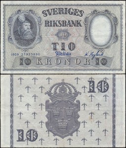 SZWECJA 10 KRONOR 1959 Pick 43g13