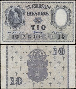 SZWECJA 10 KRONOR 1959 Pick 43g14