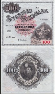 SZWECJA 100 KRONOR 1963 Pick 48e