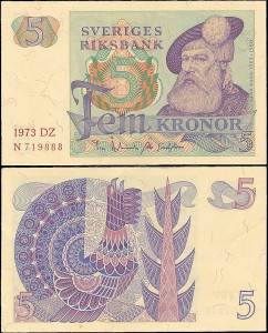 SZWECJA 5 KRONOR 1973, litera DZ po dacie Pick 51c