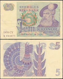 SZWECJA 5 KRONOR 1976, litera CY po dacie Pick 51c