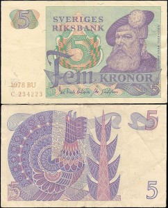 SZWECJA 5 KRONOR 1978, litera BU po dacie Pick 51d