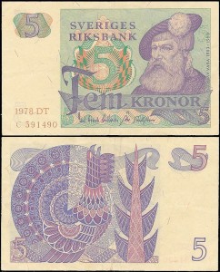 SZWECJA 5 KRONOR 1978, litera DT po dacie Pick 51d