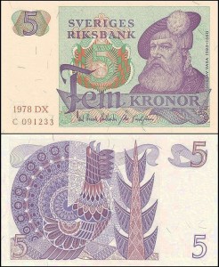SZWECJA 5 KRONOR 1978, litera DX po dacie Pick 51d