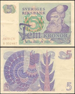 SZWECJA 5 KRONOR 1979, litera CV po dacie Pick 51d