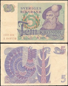 SZWECJA 5 KRONOR 1981, litera DX po dacie Pick 51d