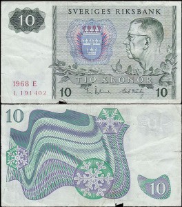 SZWECJA 10 KRONOR 1968, litera E po dacie Pick 52b