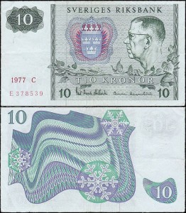 SZWECJA 10 KRONOR 1977, litera C po dacie Pick 52d
