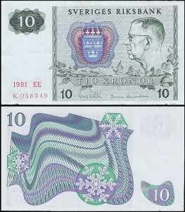 SZWECJA 10 KRONOR 1981, litera EE po dacie Pick 52e