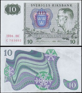 SZWECJA 10 KRONOR 1984, litera BK po dacie Pick 52e