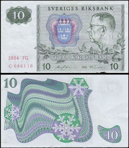 SZWECJA 10 KRONOR 1984, litera FG po dacie Pick 52e