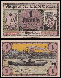 GŁOGÓW - GLOGAU 1 FENIG Do 31.XII.1920, Reihe V, Parowiec