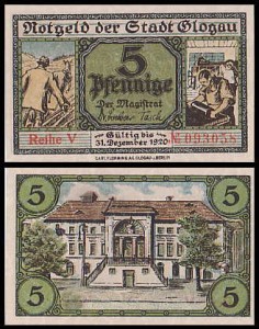 GŁOGÓW - GLOGAU 5 FENIGÓW Do 31.XII.1920, Reihe V, Pałac