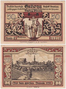 GÓRA - GUHRAU 50 FENIGÓW br., Konto C,	Przed pożarem w 1759