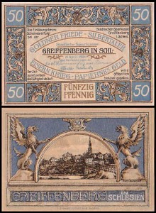 GRYFÓW ŚLĄSKI - GREIFFENBERG 50 FENIGÓW 19.IV.1920, Panorama