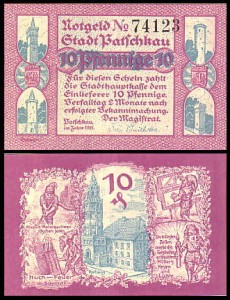 PACZKÓW - PATSCHKAU 10 FENIGÓW 1921, Ratusz