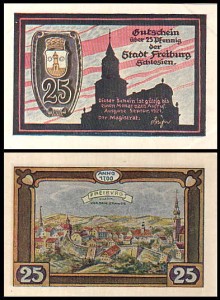 ŚWIEBODZICE - FREIBURG	25 FENIGÓW IX.1921, Panorama 1700