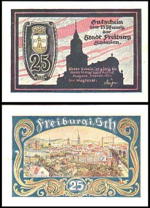 ŚWIEBODZICE - FREIBURG	25 FENIGÓW IX.1921, Panorama (1921)
