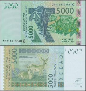 AFRYKA ZACHODNIA - K - SENEGAL	5000 FRANCS	(20)23 Pick 717K