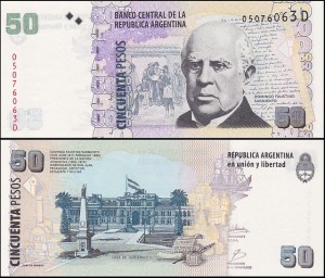 ARGENTYNA, 50 PESOS 2010, Seria D, Pick 356(4)