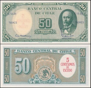 CHILE, 5 CENTESIMOS / 50 PESOS (1960-61) Pick 126b2