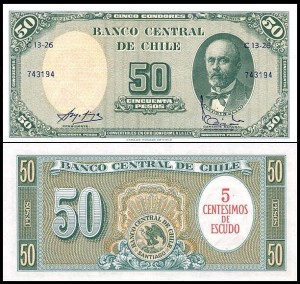 CHILE, 5 CENTESIMOS / 50 PESOS (1960-61) Pick 126b3