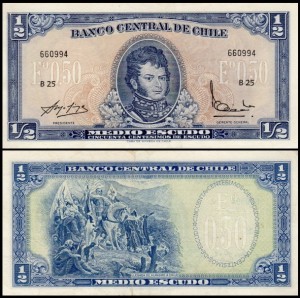 CHILE, 1/2 ESCUDO br.,  Pick 134Aa1