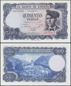 HISZPANIA, 500 PESETAS 1971, bez prefixu, 7 cyfr, Pick 153