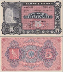 ISLANDIA, 5 KRONUR 1920 Pick 15a1r