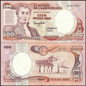 KOLUMBIA, 100 PESOS ORO 12.10.1985 Pick 426b