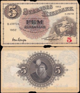 SZWECJA 5 KRONOR 1952 Pick 33ai20