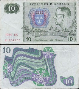 SZWECJA 10 KRONOR 1984, litera EK po dacie Pick 52e