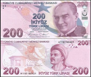TURCJA, 200 LIRASI 1970/2009 Pick 227g