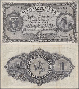 WYSPA MAN - MARTINS BANK LIMITED, 1 POUND	01.10.1938 Pick 18b