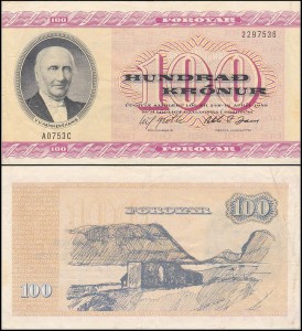 WYSPY OWCZE / FAEROE, 100 KRÓNUR 1975 Pick 17a