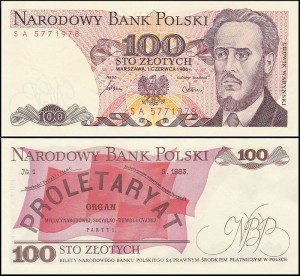 POLSKA, 100 ZŁOTYCH 1.6.1986, seria SA, Parch. 189f