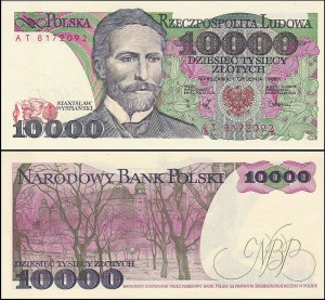 POLSKA, 10000 ZŁOTYCH 1.12.1988, seria AT, Parch. 203c2